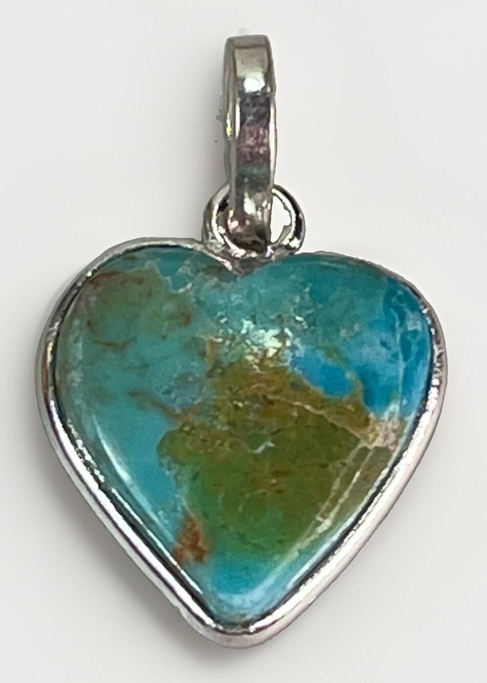 Southwestern Sonoran Mountain Turquoise Charm/ Pendant Heart Sterling Silver